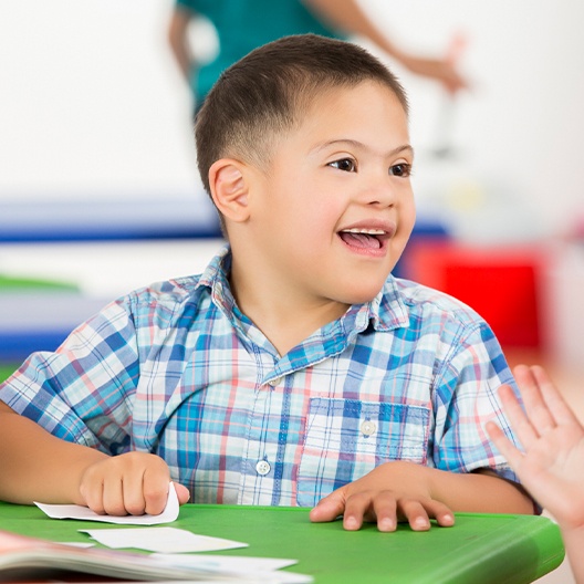 Smiling child in classroom