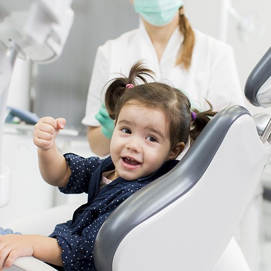 Toddler in dental chair