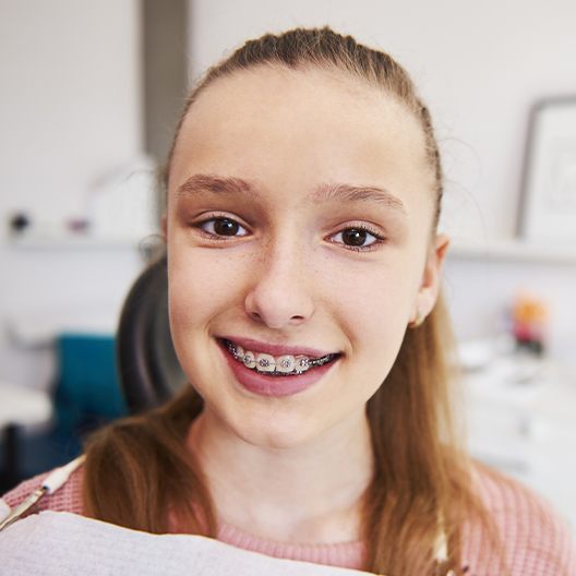 Teen girl with braces